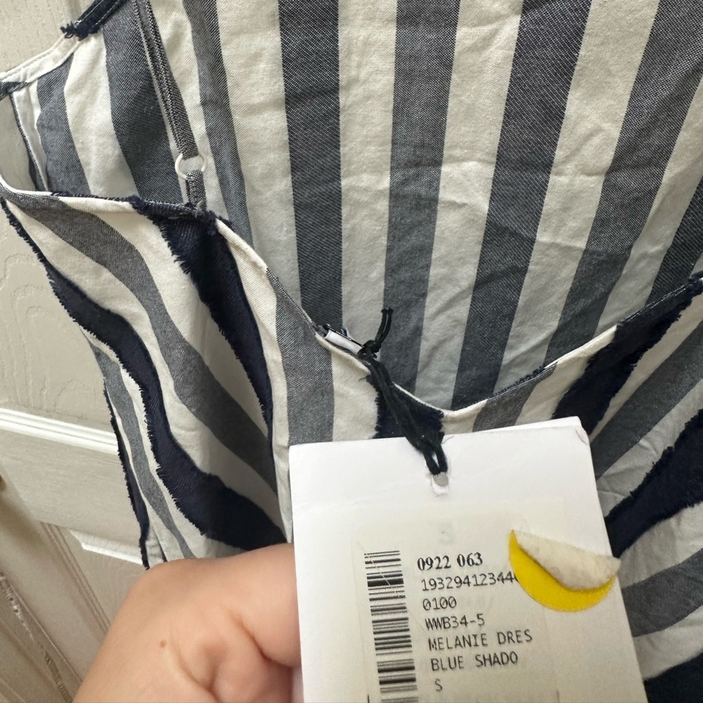 Onia Melanie Dress Striped Navy Blue White Midi Dress tank S Small - Picture 9 of 10